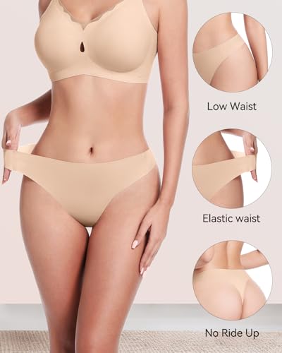 Image of LUCKMEEY Seamless Thongs for Women No Show Thong Panties for Women No Line G-String Thongs Sexy Shapewear Underwear Pack