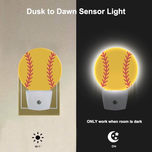 Image of EKOBLA Softball Night Light, American Game Sports Design Night Lights Plug Into Wall with Auto Sensor for Men, Women and Teens