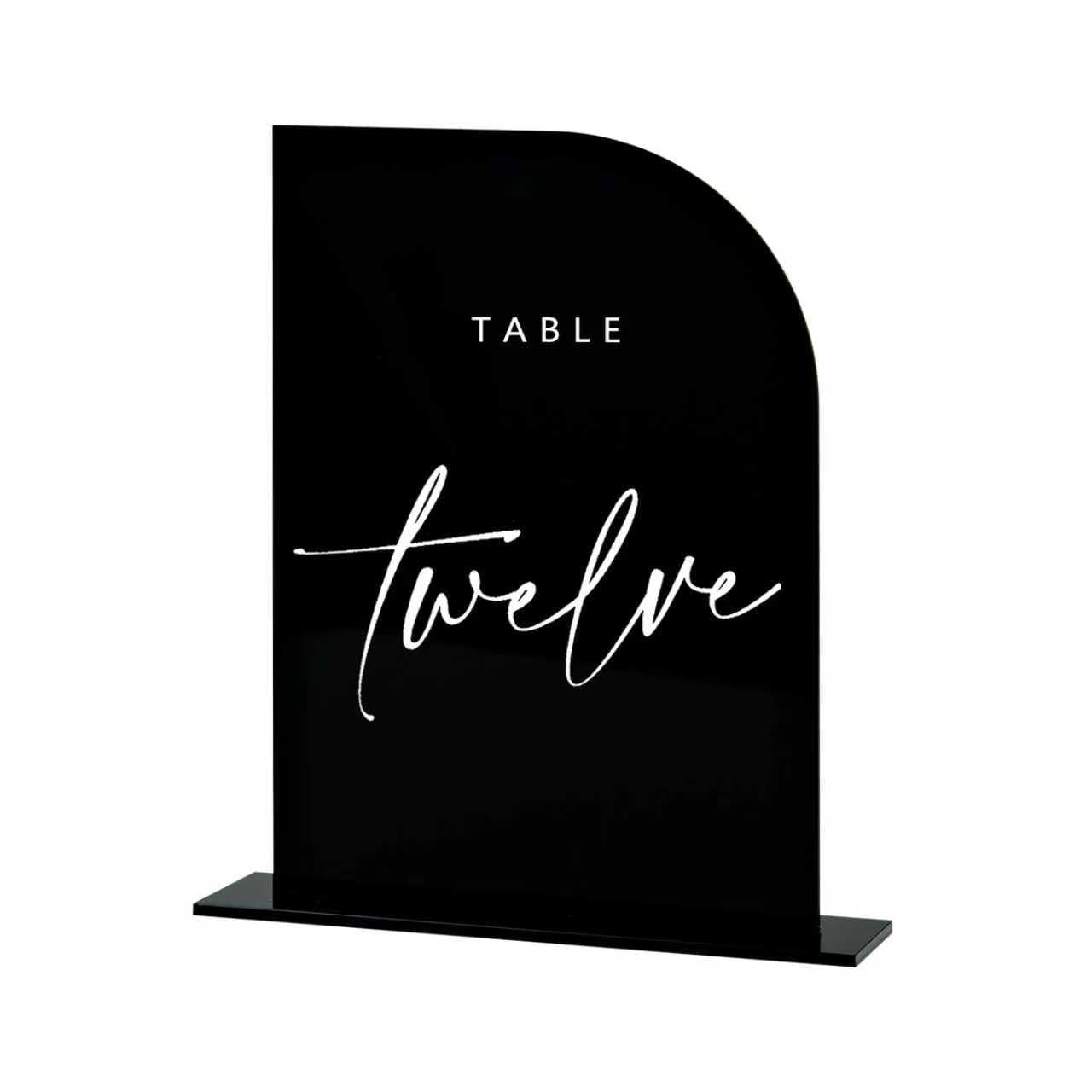 JINMURY 10 Pack Black Half Acrylic Arch Sign with Stand | 5x7 Inch Blank Half Arch Acrylic Sign with Base, DIY Wedding Table Numbers, Wedding Signage,