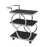 Grand espace de rangement : taille 63,5 x 45,7 x 80 cm, le chariot de bar offre un espace spacieux pour votre bar ou vos essentiels de cuisine avec 3 niveaux d'étagères. Vous permettant de placer votre cafetière, votre seau à glace, votre vaisselle, vos paniers de fruits. et plus encore.