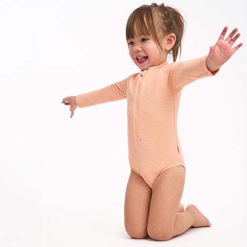 Gerber Baby and Toddler Girls Long Sleeve Swimsuit, Peach, 3T - image 6