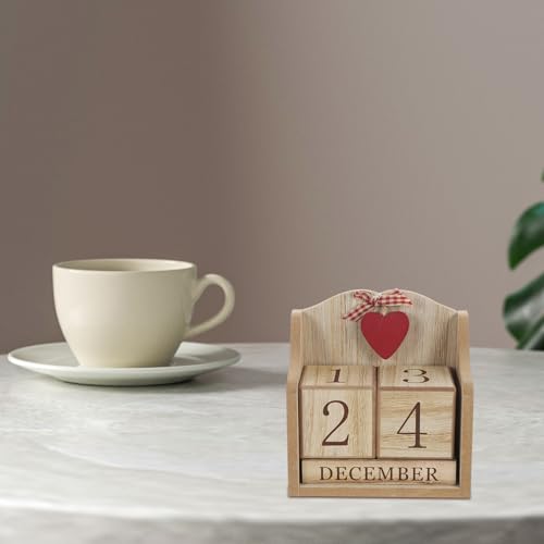 Calendario de madera de escritorio compacto con bloques reutilizables 3