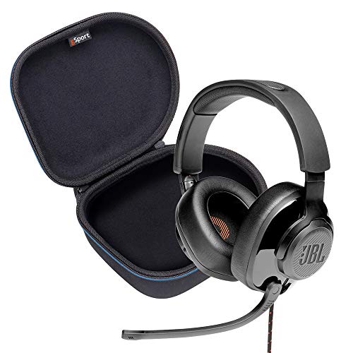 JBL Quantum 300 Wired Over-Ear Gaming Headphone Bundle with gSport Deluxe Travel Case (Black)