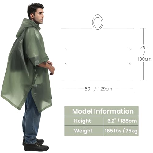 Image of ORILEY EVA Raincoat Poncho 70 GSM with Adjustable Hood Full Sleeves Knee Length Unisex Universal Size Water Resistant Outdoor Rainwear for Bike Riders Men and Women (Pack of 1, Olive Green)