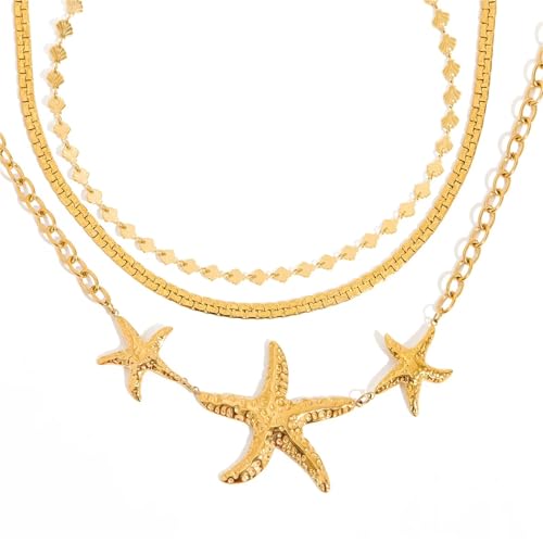 Collier étoile de mer martelé, le cadeau bijoux femmes idéal style vacances