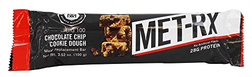 Proteínas, MET-Rx Big 100 Meal Replacement Bar, Chocolate Chip Cookie Dough, 3.52 Ounce, 9 Count