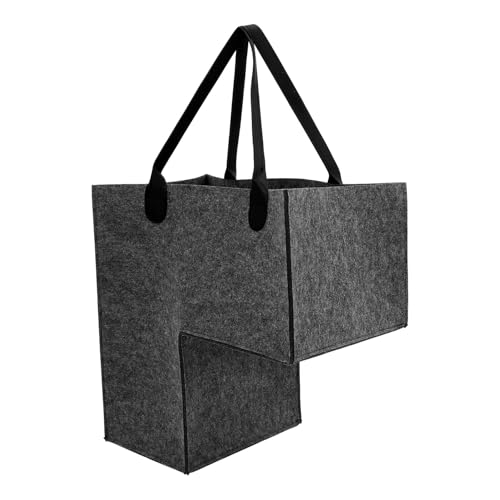 CHICAMPERA Cestino Organizer per Scale in Grigio Scuro con Manici Contenitore Multiuso per Biancheria e Giocattoli Salvaspazio e Facile da Trasportare per Casa e Ufficio