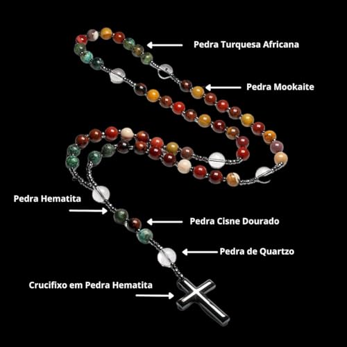 Crucifixo Sagrado Unissex Cinco Pedras Naturais Propriedades Terapêuticas Nature Divine + Bolsa de V