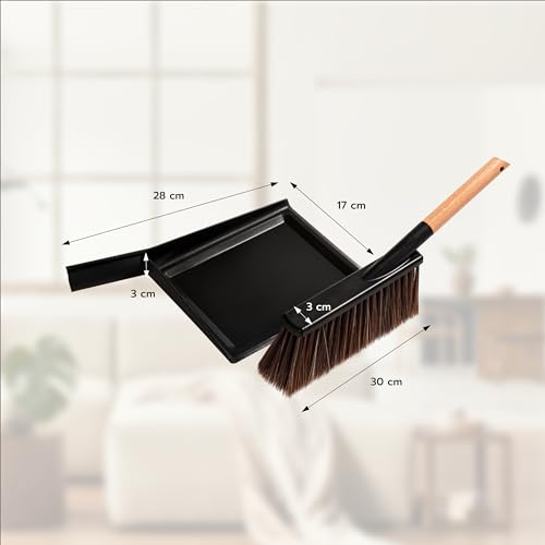 cleangang Handfeger und Kehrblech, Buchhenholz, Schwarz, 30 cm x 29 cm x 3 – Bild 3