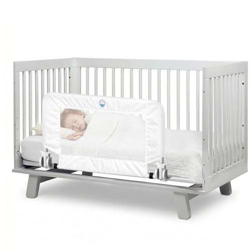 Image of Salcod 33inch Universal Swing Down Crib Rail Guard, Convertible Crib Bed Rail for Toddlers, with Reinforced Wing Nut Safety System, Compatible with All Major Brand of Crib
