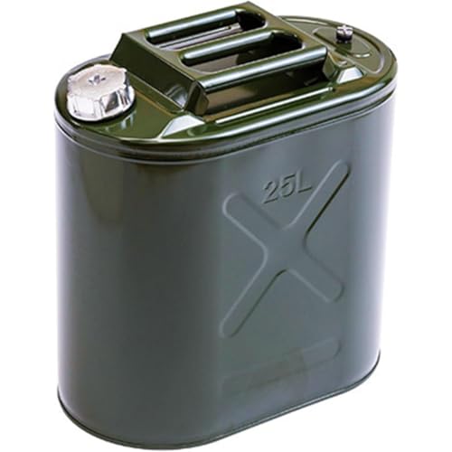 Nicffdi ガソリン携行缶 軽油缶 給油ノズル付き 縦型 消防法適合品 10-30L 燃料タンクフューエルカン 大容量灯油タンク 車載燃料タン 安全ガソリン携行タンク 帯電防止 亜鉛メッキ鋼鈑0.8mm (25L)