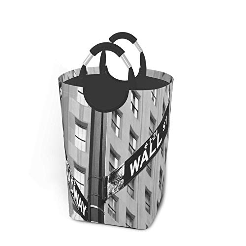 Wäschesack,Schwarzweiss-Broadway-NYC-Fotodruck,Großer faltbarer Wäschekorb,zusammenklappbarer Wäschekorb,zusammenklappbarer