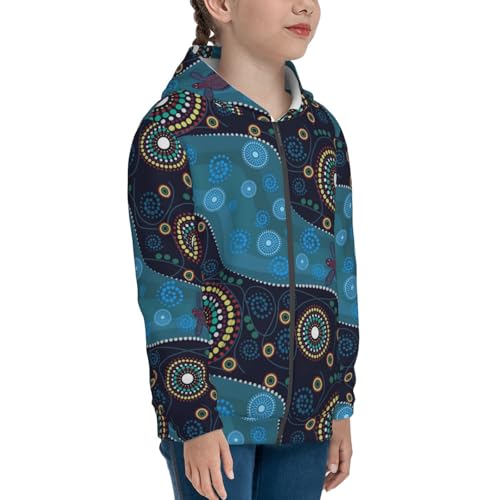 Bohemian Turtle Kids Pullover Hoodies Boys Zip Up Sweatshirts Girls Athletic Clothes with Pocket4