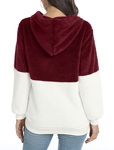LONGYUAN Women Casual Hoodies Fashion Fuzzy Warm Pullover Sherpa Outerwear with Pockets2