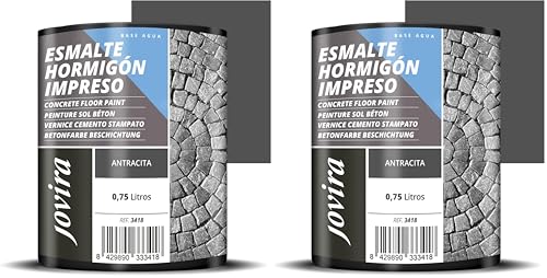 JOVIRA PINTURAS Resina-Esmalte Hormigón Impreso. Resina renovadora para pavimentos de hormigón. (750 Mililitros, Antracita) D-24 (Paquete de 2)