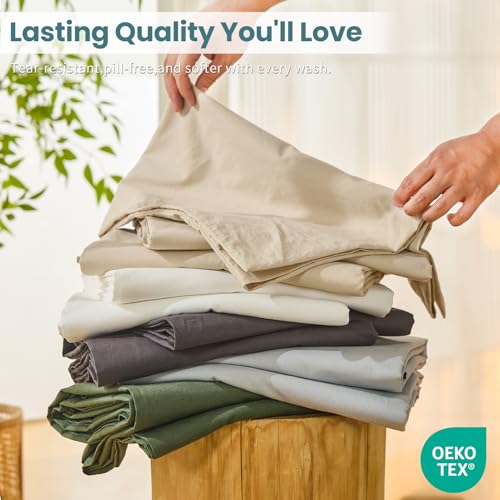 Image of Bedlifes 100% French Linen King Bed Sheet Set - 16 inch Deep Pocket, 4-Piece | Soft & Durable, Breathable & Cooling, Pure Flax Linen, OEKO-TEX Certified, Moisture-Wicking, Easy Care, Machine Washable