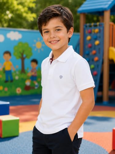 Image of Lux Cozi Boy's Polycotton Polo T-Shirt | Solid Collared Half Sleeve Tee for Kids | Soft Breathable Summer Wear | Casual Smart Polo T-Shirt | 3-14 Years