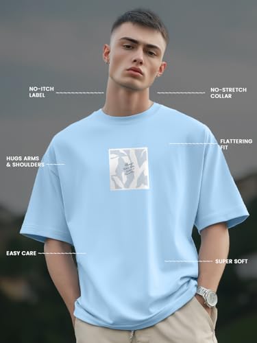 Image of Nobero Men's Oversized Graphic T-Shirt for Men | Soft Cotton | Drop Shoulder Relaxed Fit | Printed Casual Tshirt for Men