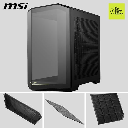 Image of MSI MAG PANO 100R PZ ATX PC Case - ATX Capacity, Verical GPU Installation Bracket, GPU Holder, Dust Filters, Swinging Storage Bracket, Dual-Chamber, USB 20Gbps Type-C