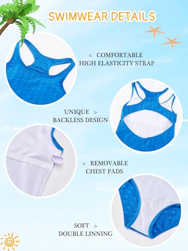 Patgoal Girls' One Piece Swimsuit Athletic Youth Girl's Swimsuit Kids Racerback Swimwear Thick Strap Beach Bathing Suit3
