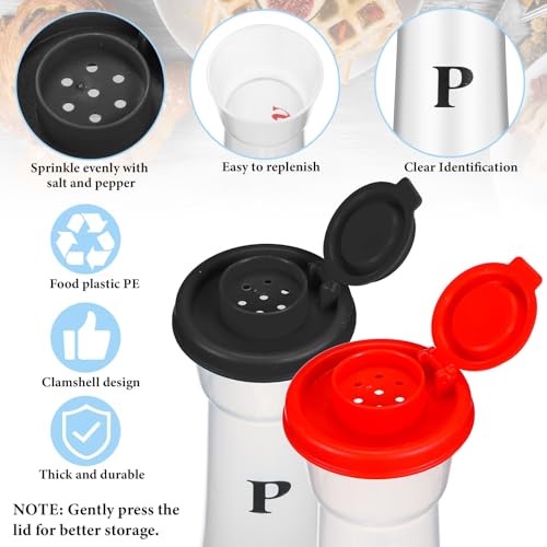 Image of Set of 2 Plastic Salt and Pepper Shakers with Lids Large Salt Shaker Pepper Container Vintage Tall Hourglass Camping Picnic Outdoors Travel Spice Set for Home Picnic Kitchen(Classic,Black Red)