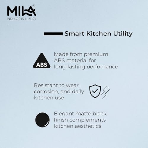 Image of Mila Floro Glass Rinser for Kitchen Sink | Deck-Mounted ABS Cup & Bottle Washer with Powerful Water Jet | Matte Black Finish Drinkware Cleaner for Baby Bottles, Glasses & Travel Cups