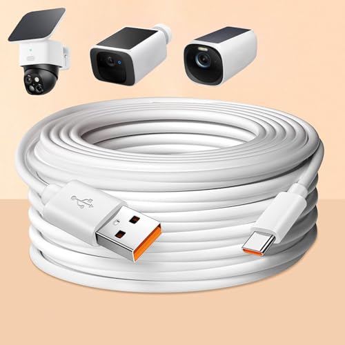 32.8ft Power Extension Cable for eufy SoloCam S340/SoloCam 220/S350/eufyCam 3/S330/eufyCam S300 (eufyCam 3C),Type C Charging Cable,24Hours Continuous Power Supply for eufy Security Cameras