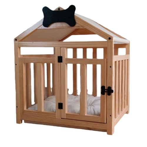 FYDN 犬ケージ ペットケージ 木製 耐久性があり スタイリッシュで美しい 組み立て簡単 屋根 観察しやすい 脱走防止 小型犬から中型犬まで対応 (D,65*54*72cm)