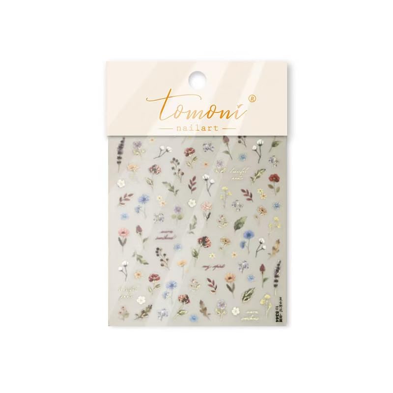 Image of 5D Embossed Nail Sticker Decals Flower Nail Art Stickers Small Plant Leaf Nail Decals with Design Self Adhesive for Women Nails Charsm DIY Decoration