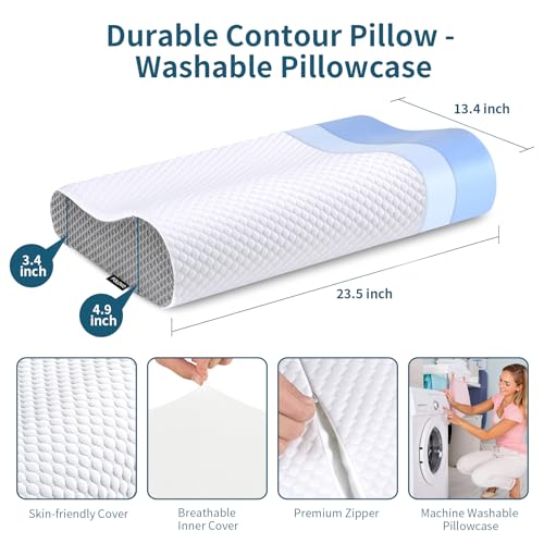 Neck Pillow Memory Foam for Pain Relief Bed Pillow for Sleeping, Ergonomic Orthopedic Cervical for Neck and Shoulder Pain, Side Back Stomach Sleeper