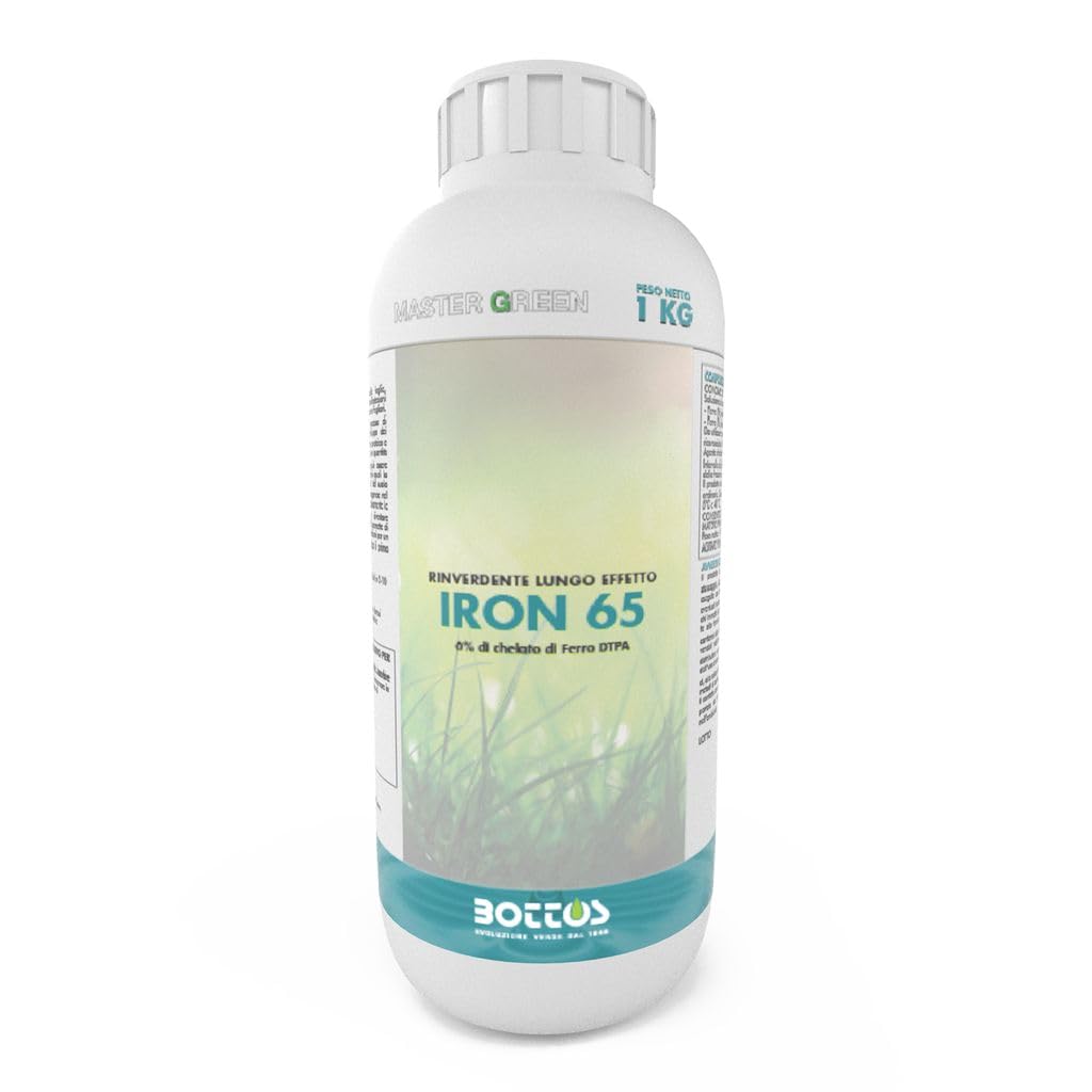 Bottos IRON 65 Concime Fertilizzante Liquido Rinverdente per Prato,Verde Intenso in 24 Ore,Effetto Lunga Durata, 1 kg