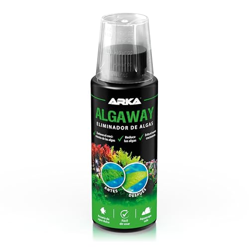 Eliminador de Algas para Acuario 118 ml – ARKA Algaway – contra Algas filamentosas, Verdes y puntuales – sin Cobre y Seguro para Plantas – Agua Clara y Saludable – para acuarios de Agua Dulce