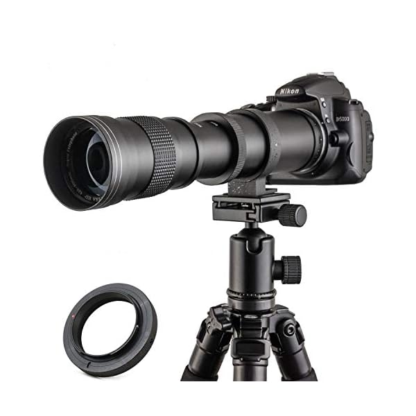 JINTU 420-800mm f/ 8.3 Manual Telephoto Zoom Lens + T-Mount for Canon EOS Rebel SL2 SL1 T3 T3i T4i T5 T5i T6 T6i T6s T7 T7i 4000D 6D 7D 60D 70D 77D 80D 5D II/III/IV 550D 650D SLR Camera Lenses