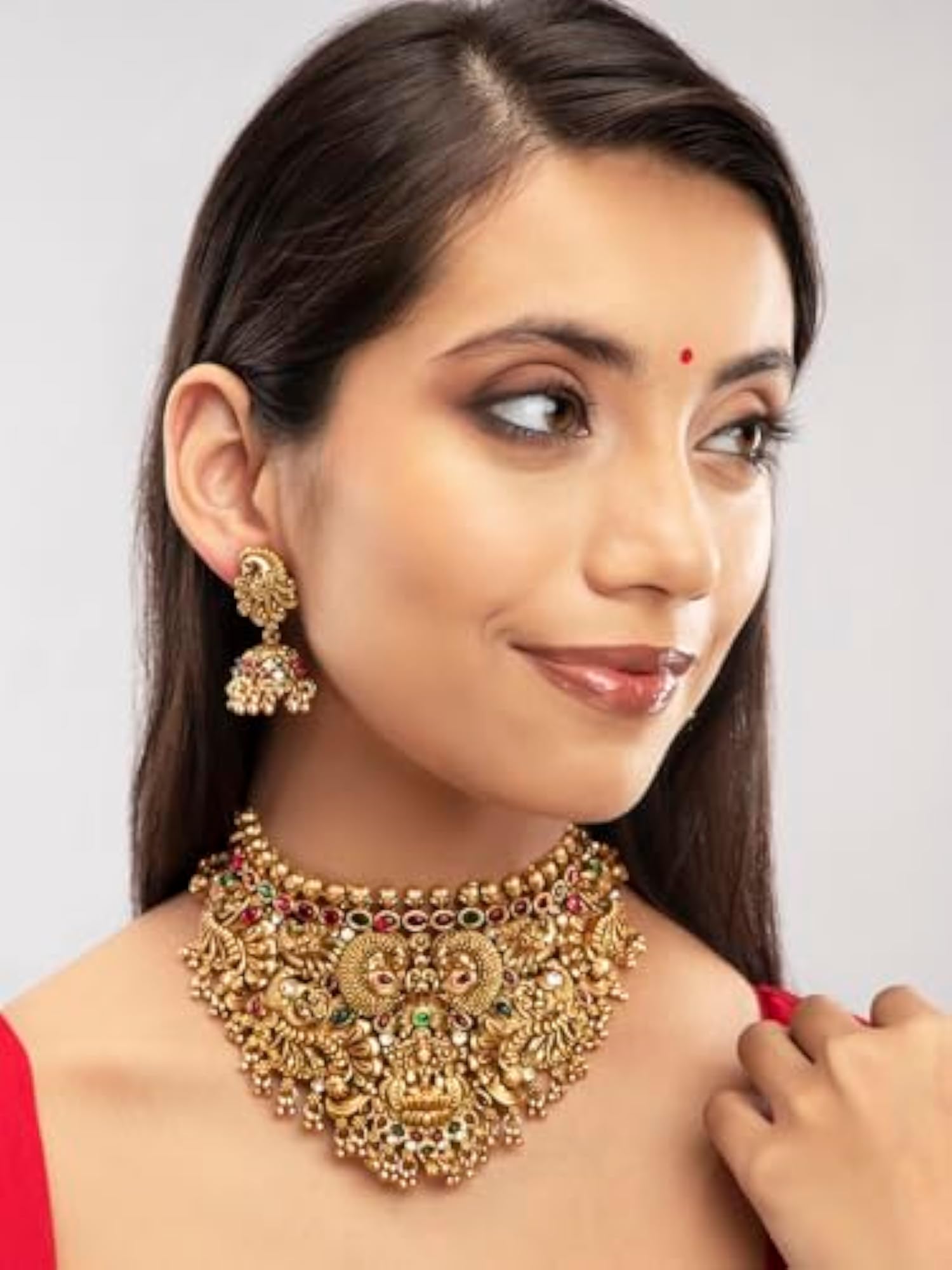 Gold Plated Goddess Lakshmi Temple Choker Set