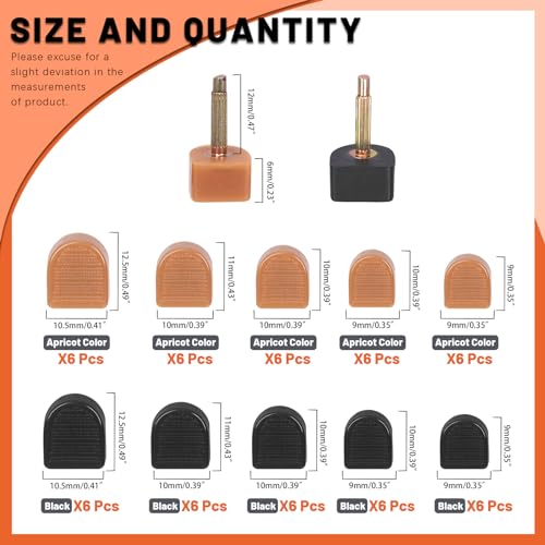 Image of Tanstic 30 Pairs Women's High Heel Shoes Replacement Tips Pin, 9x9mm, 9x10mm, 10x10mm, 10x11mm, 10.5x12.5mm Black Beige High Heel Shoe Tips - 2.4mm /0.09 inch Pin Diameter