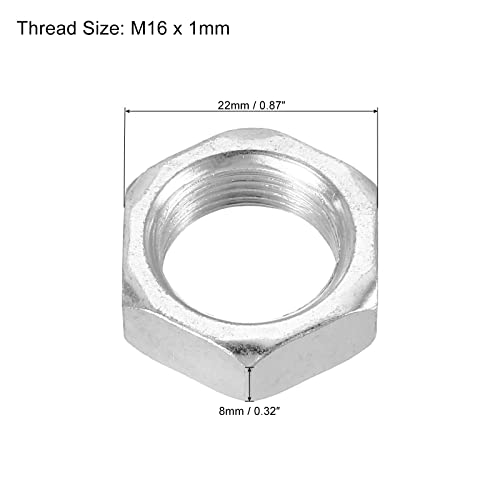 PATIKIL M16 x 1.0 Steel Hex Nuts, 10 Pack Metric Thread Zinc Plated Finished Hardware Nuts Screw Bolt Fasteners 8mm Height - Image 2