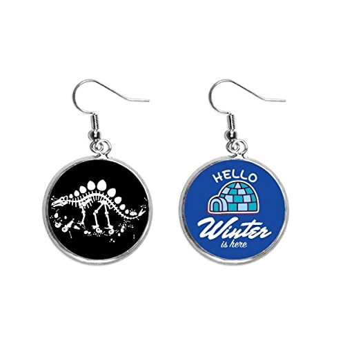 Pendientes de estegosaurio de invierno estilo joyería de gota grande