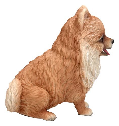 Figuren Shop GmbH Zwergspitz Pomeranian Welpe – Handbemalte Hundefigur aus Polyresin, 14,5 cm Höhe