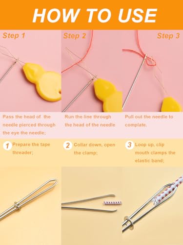 Keepsweat 25 Pcs Needle Threaders Kit,Needle Threaders for Hand Sewing,Include Fish Mouth Easy Threader/Gourd Shaped Sewing Needle Threader Tool/Seam Rippers/Sewing Tweezers/Thimble/Scissor etc - Thumbnail 4