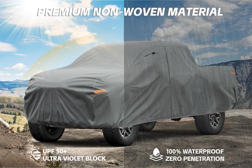 Image of Kayme Heavy Duty Truck Cover Custom Fit Chevrolet Chevy Silverado 1500(1998-2025) Crew Cab SB Short Bed. Waterproof All Weather for Pickup, Full Exterior Covers Sun Rain UV Protection.