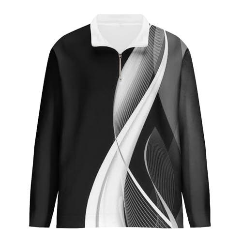 Men's T-Shirt Tops Fashion 3D Printed Long Sleeves 1/4 Zipper up Stand Collar Tees Shirts Pullover Sweatshirt Tops4