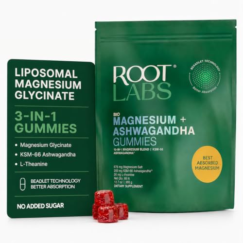 Root Labs Magnesium Glycinate Gummies 675mg | Ashwagandha L-Theanine | Stress Relief Sleep Support & Recovery | 60 Gummies