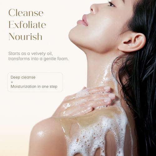 Image of Seoulskin Exfoliating Shower Oil with 1% Salicylic Acid & 1% Lactic Acid | For Body Acne, Strawberry Skin, De-Tan | With Avocado & Rosehip Oil | Gentle Exfoliating Shower Gel | Oil-to-Foam Lather | Non-Drying | Korean Skincare | Shower Oil | 300 ml