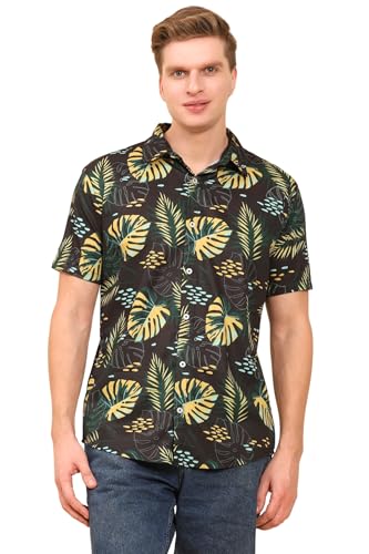 Image of Mens Printed Casual Shirts Short Sleeves Button Down Tropical Shirts