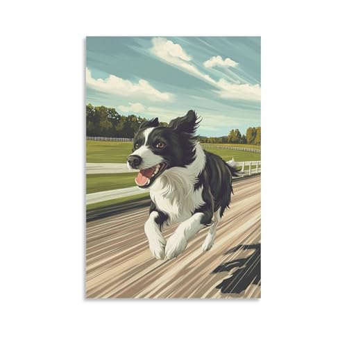 Peinture border collie premium decoration murale grand format 50x75