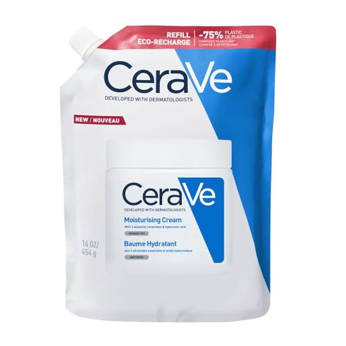 CeraVe Recambio de Crema Hidratante, Idónea para Piel Seca a Muy Seca, Restaura la Barrera Cutánea, Enriquecida Con Ceramidas Esenciales y Ácido Hialurónico, Apto para Rostro y Cuerpo, 450 g