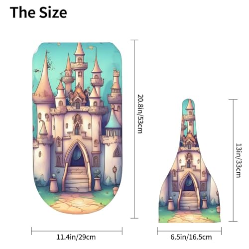 Classical Castle Print Newborn Swaddle Blanket with Beanie Set, Soft Baby Sleep Sack Receiving Wraps, for Boy Girl4