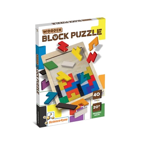 Science4you 40 Piezas de Madera, Puzzle 3 Años – Rompecabezas de Madera de Tangram, Famoso Juego Vintage, Juego Mental para Niños, Juguete Educativo Montessori para Niños y Niñas de 3 4 5 6+ Años