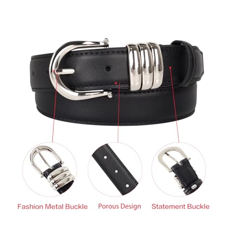 Image of Aurolran Women's Leather Belt with Buckle - Ideal for Dresses, Jeans, and Coats