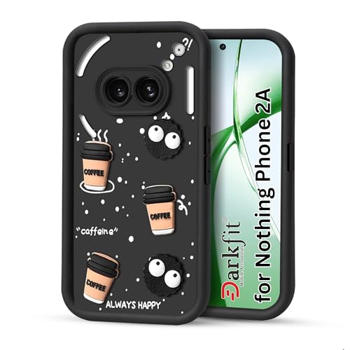 Image of Back Case Cover Compatible with Nothing Phone 2A 5G & Nothing Phone 2A Plus 5G | Cute Fun Cartoon Ball 3D Coffee Silicone Case | Body Protection | Camera Protection | Shock Proof | Color Black